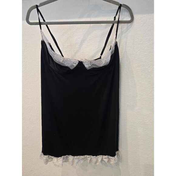 Black Lace-Trimmed Camisole With Adjustable Straps Plus Size 3X Polyester Womens - Picture 1 of 3